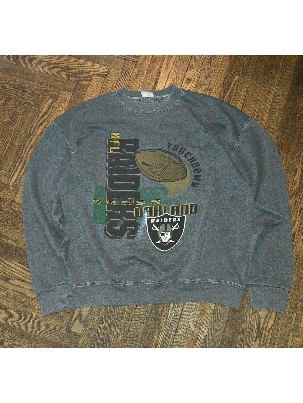Vintage 90's Oakland Raiders Sweatshirt Men's XL NFL Gray Faded Rare